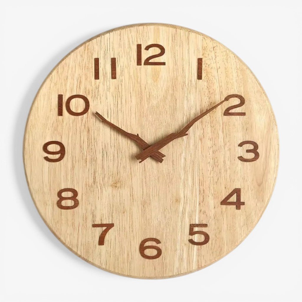 NatureDial Rustic Nordic Silent Wooden Wall Clock