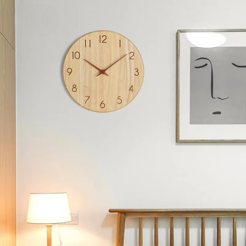 NatureDial Rustic Nordic Silent Wooden Wall Clock