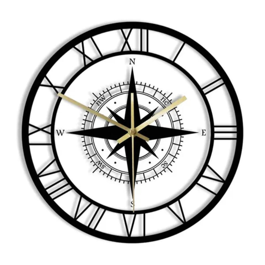 Nautical Compass Wall Clock – Elegant Luxury Design & Precision Craftsmanship