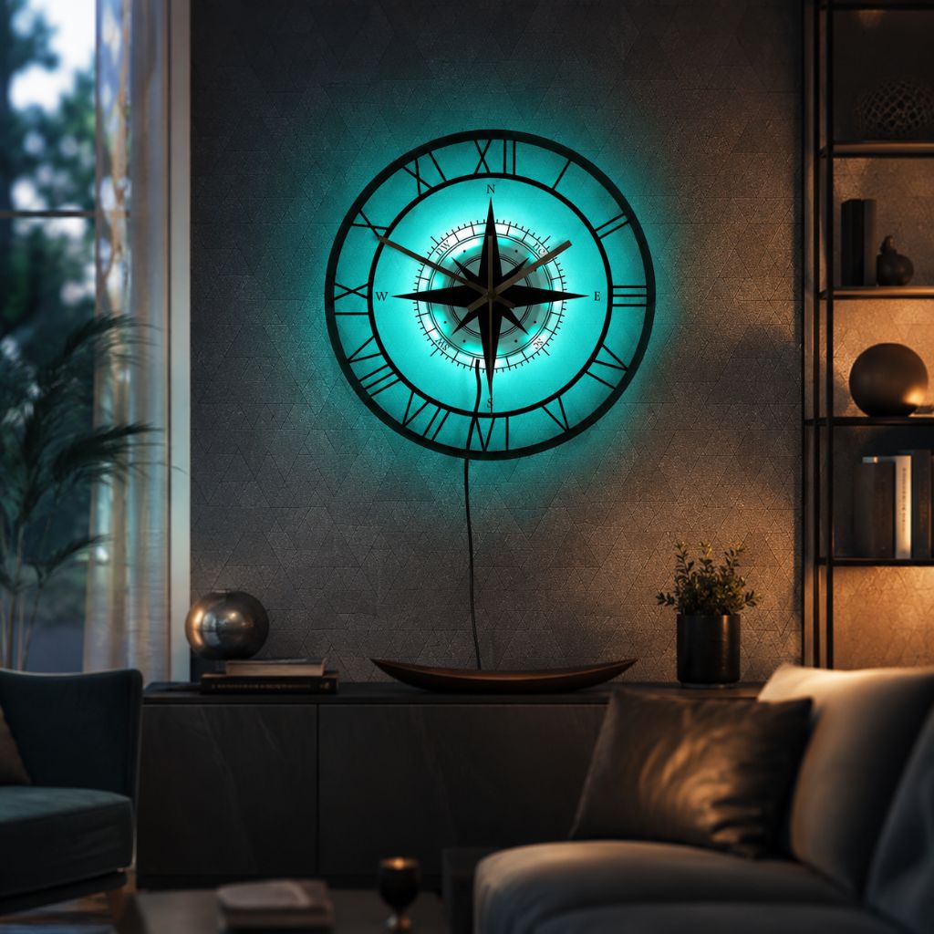 Nautical Compass Wall Clock – Elegant Luxury Design & Precision Craftsmanship