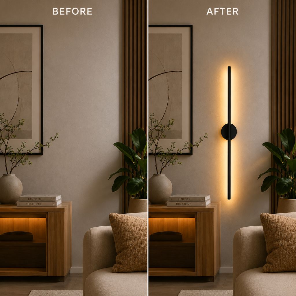 Nordic Black Linear LED Wall Sconce Slim Design