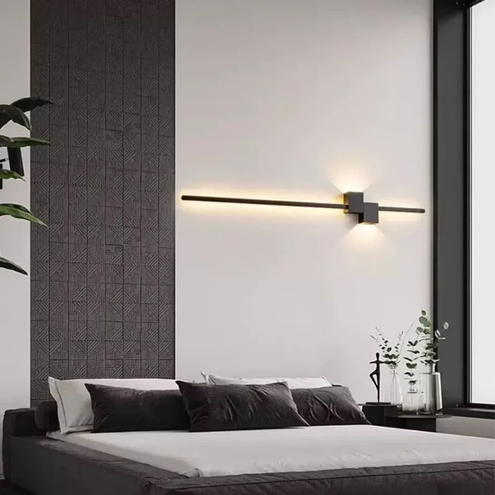 Nordic Minimalist LED Wall Sconce Aluminium Black Art Design
