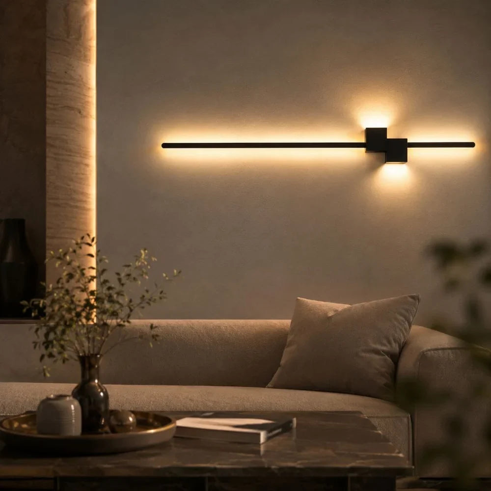 Nordic Minimalist LED Wall Sconce Aluminium Black Art Design