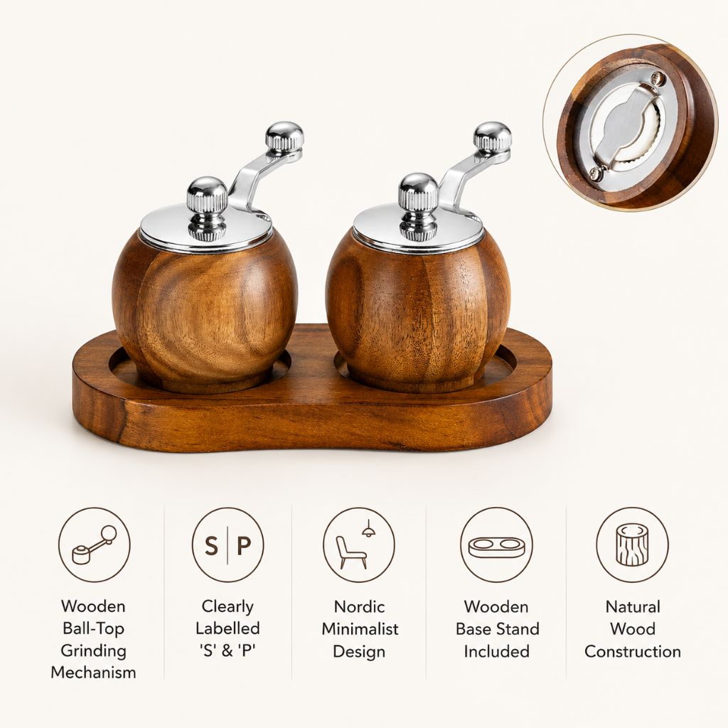 Nordic Salt and Pepper Mill Grinder Set Lattea