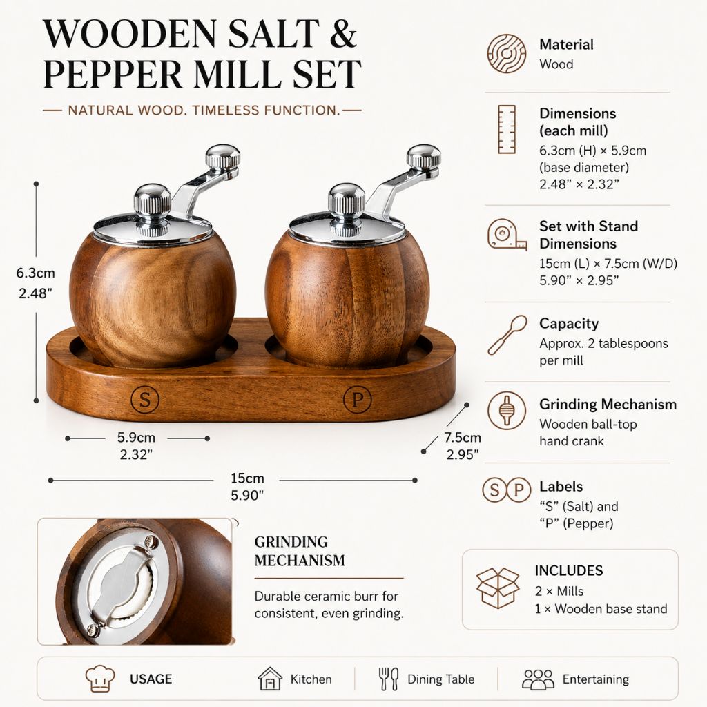 Nordic Salt and Pepper Mill Grinder Set Lattea