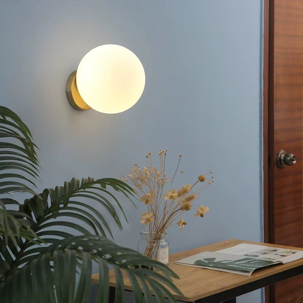 Olo Sphere Bedside Wall Lamp in Gold Finish