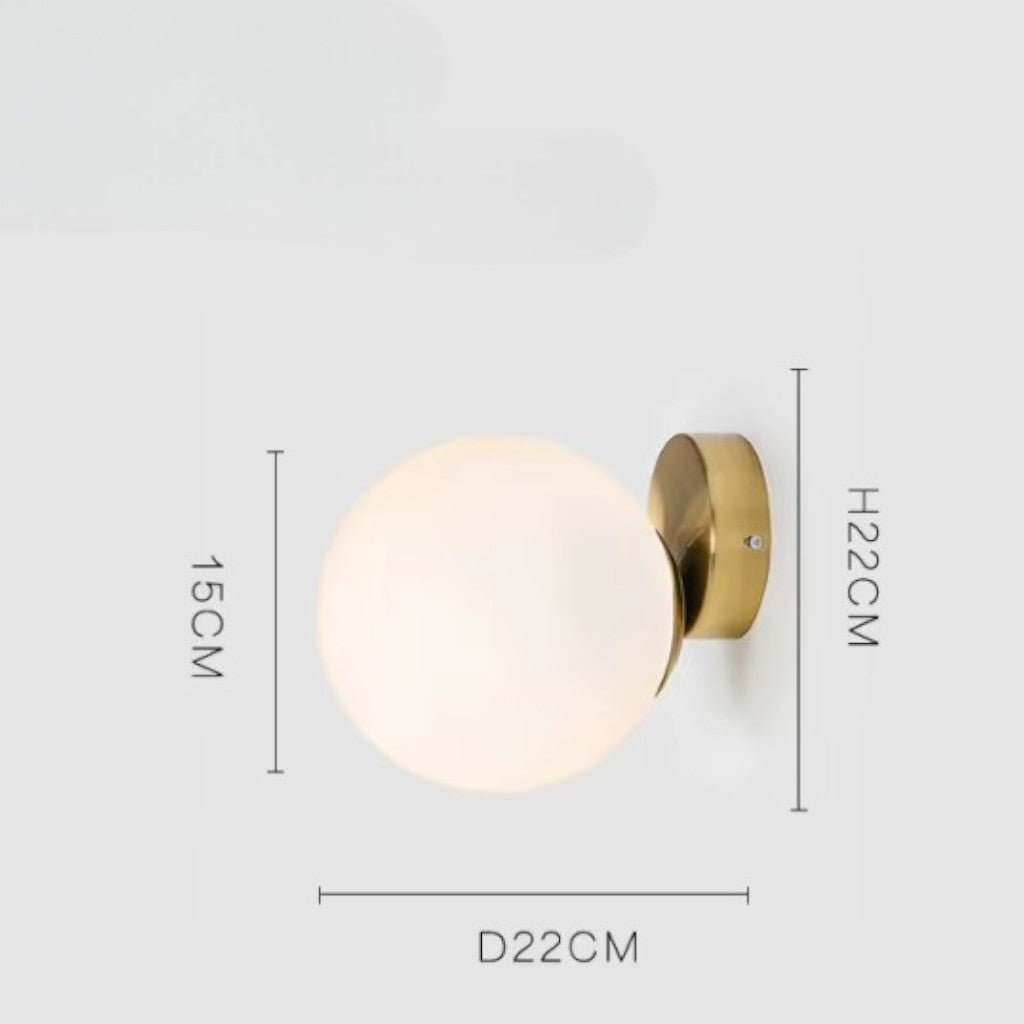 Olo Sphere Bedside Wall Lamp in Gold Finish