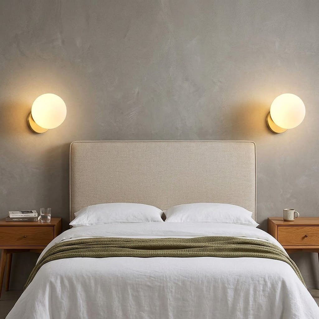 Olo Sphere Bedside Wall Lamp in Gold Finish