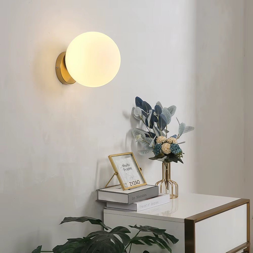 Olo Sphere Bedside Wall Lamp in Gold Finish