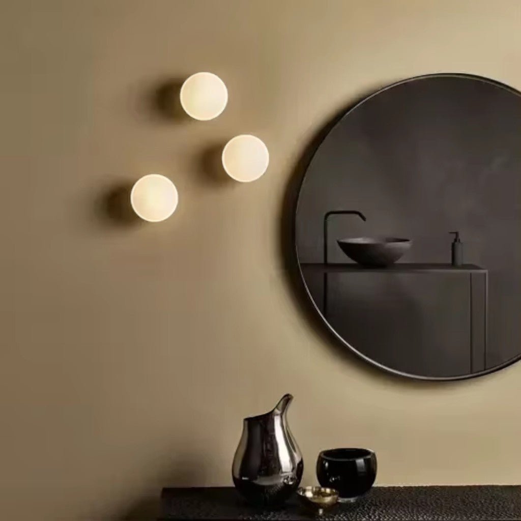 OpalHalo Nordic White Glass Orb Wall Sconce