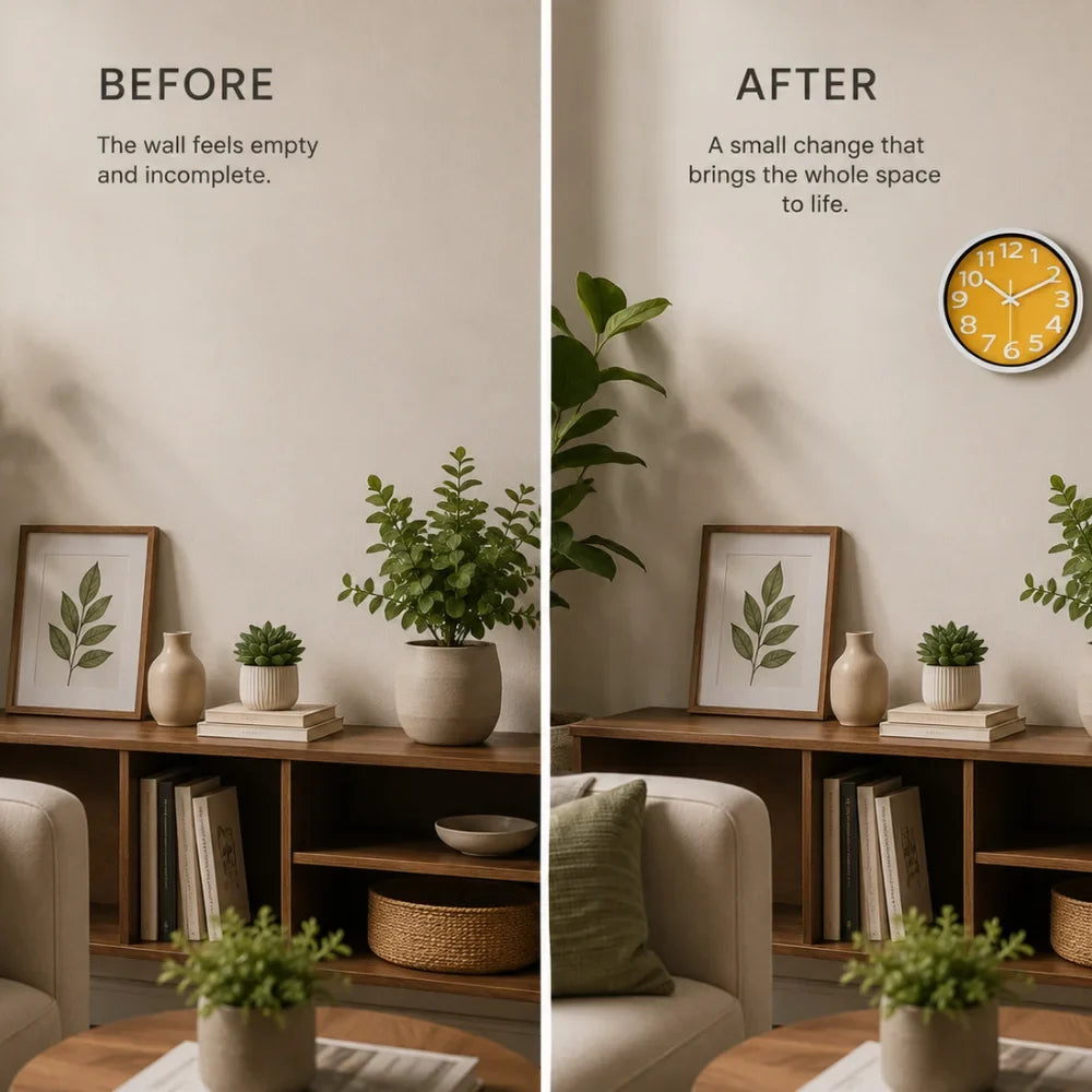 Orange Wall Clock Minimalist Nordic Style