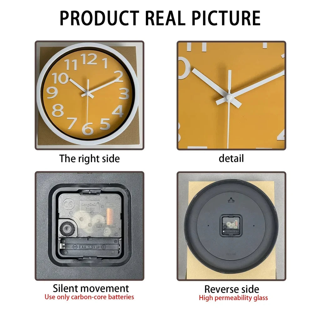 Orange Wall Clock Minimalist Nordic Style