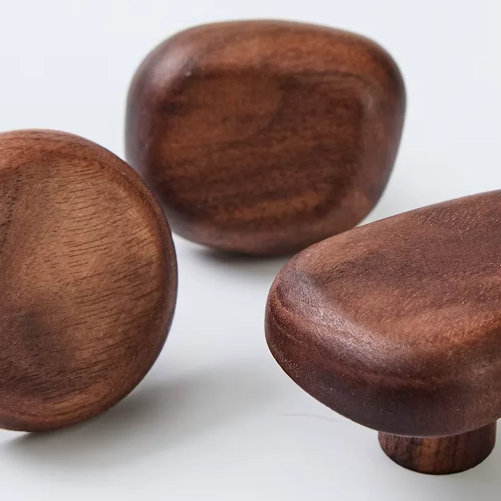 Organic Pebble Solid Wood Wall Hooks – Set of 4