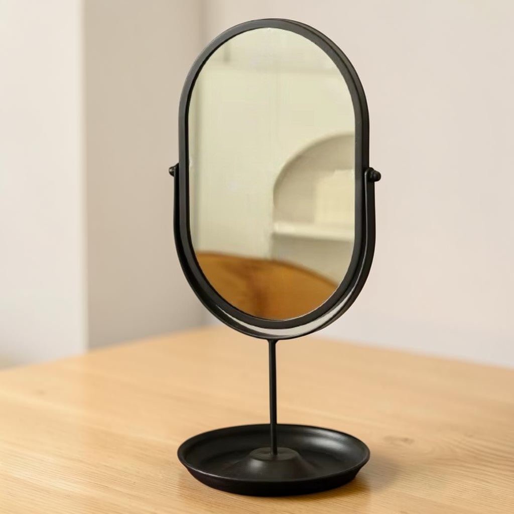 Oval Vanity Mirror Iron Desktop Stand 360° Rotating