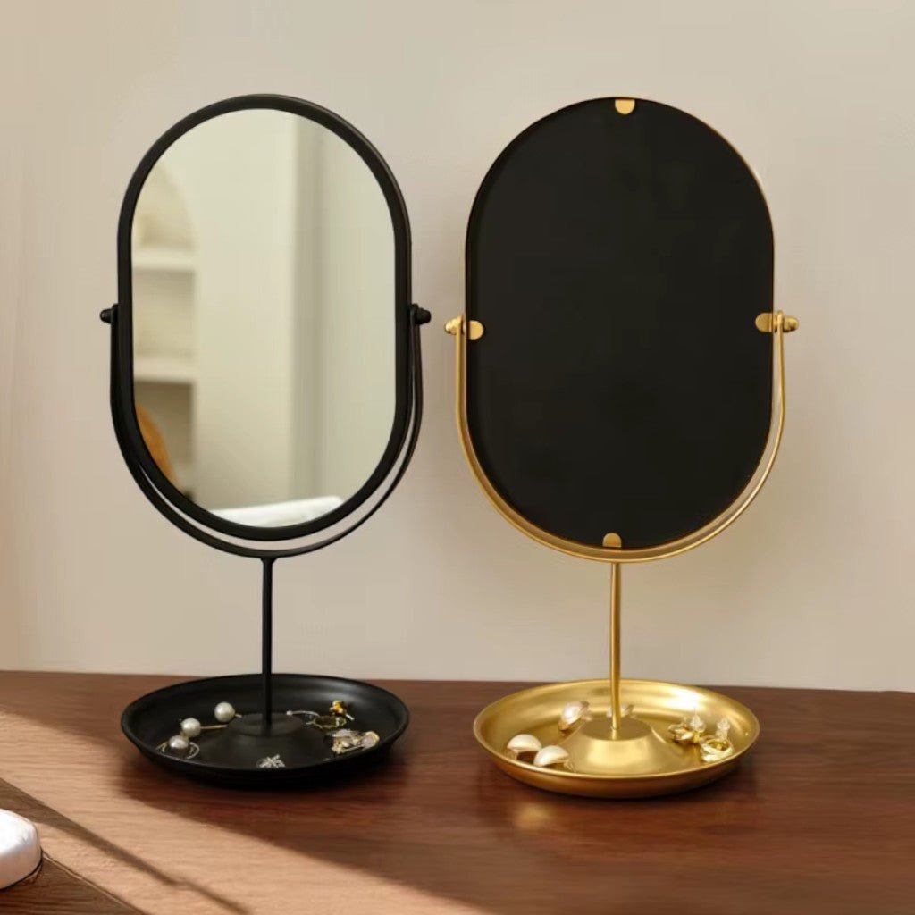 Oval Vanity Mirror Iron Desktop Stand 360° Rotating
