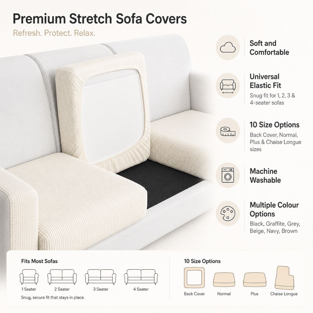 Pet Friendly Stretch Sofa Cover Washable Furniture Protector