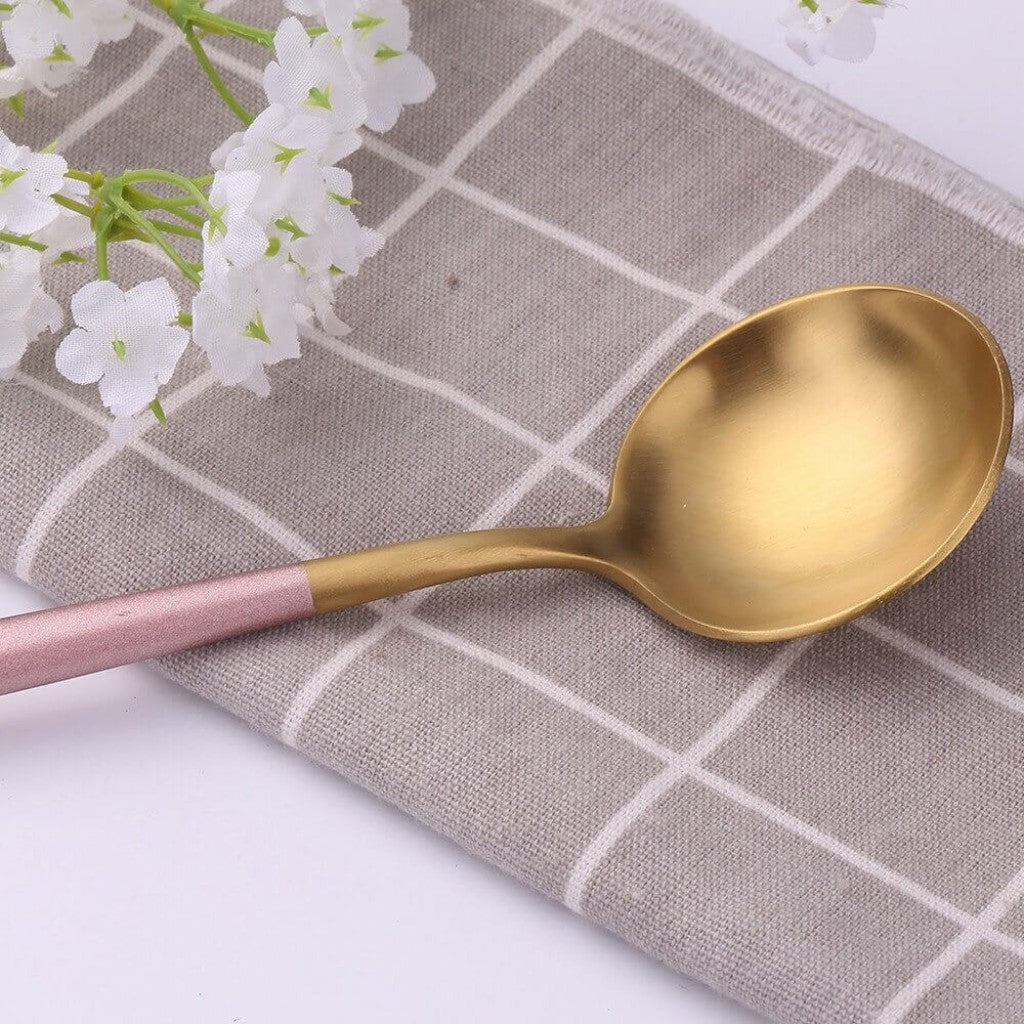 Pink & Gold Stainless Steel Cutlery Set – 30 Piece