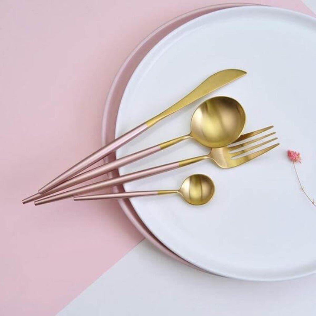 Pink & Gold Stainless Steel Cutlery Set – 30 Piece