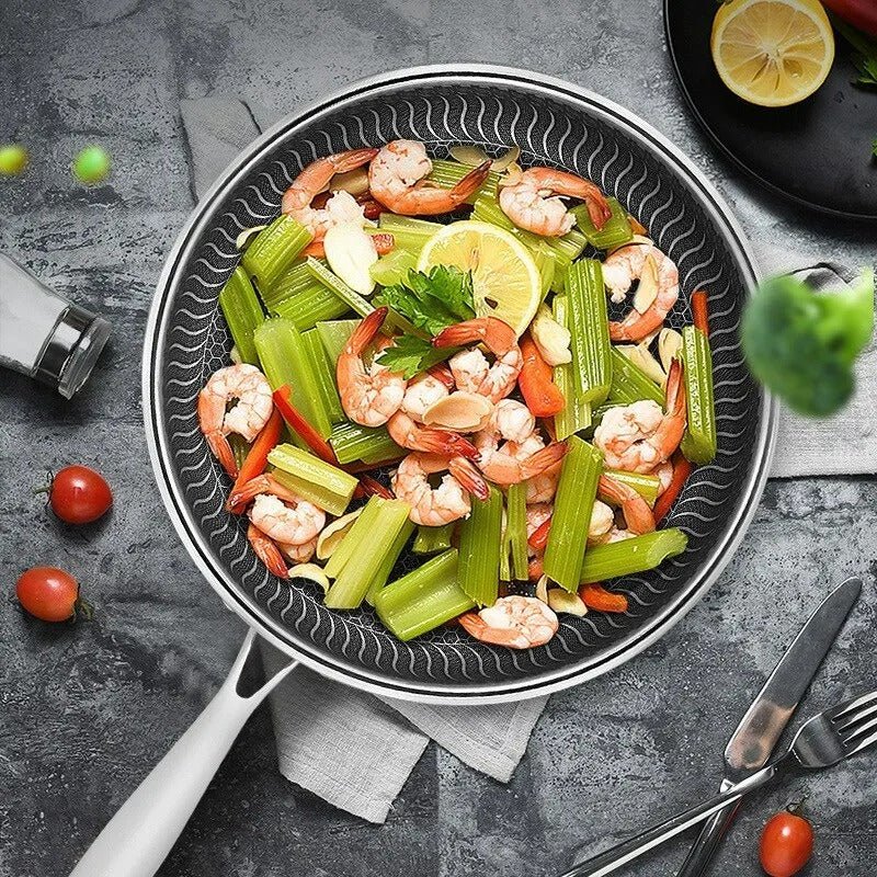 Premium Honeycomb Non-Stick Wok – Stainless Steel Perfect for Stir-Fry