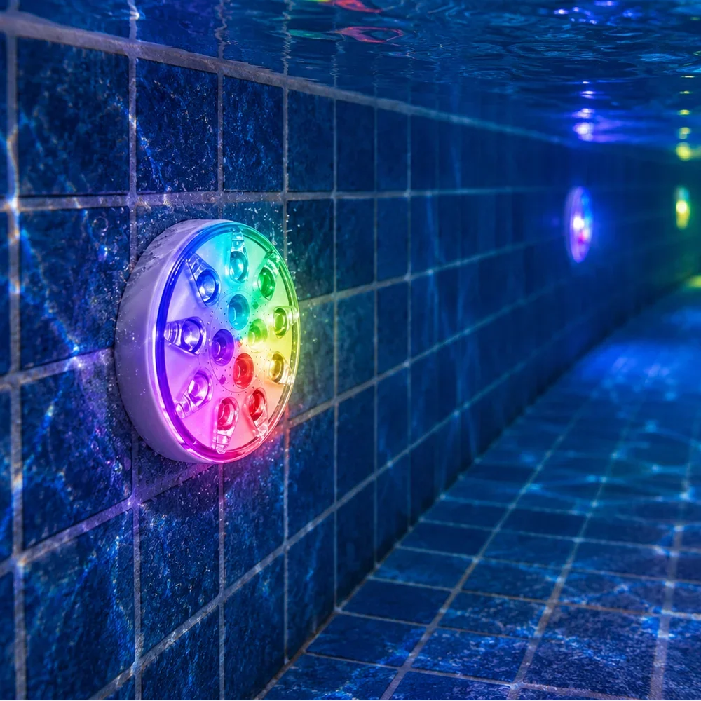 Rechargeable Pool Lights IP68 Waterproof Submersible LED with Remote