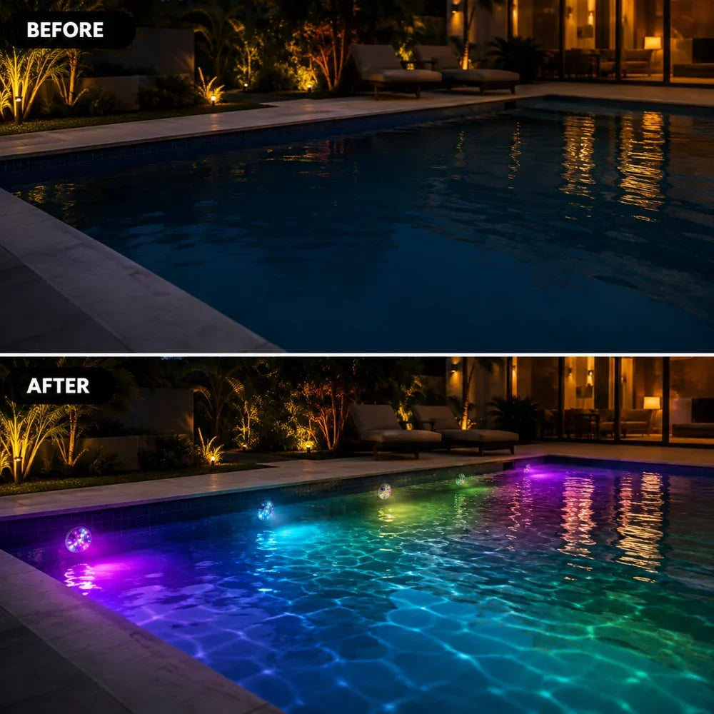 Rechargeable Pool Lights IP68 Waterproof Submersible LED with Remote