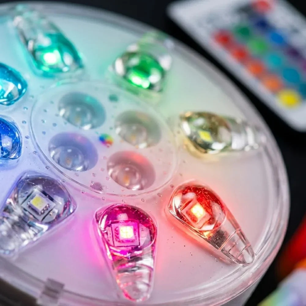 Rechargeable Pool Lights IP68 Waterproof Submersible LED with Remote