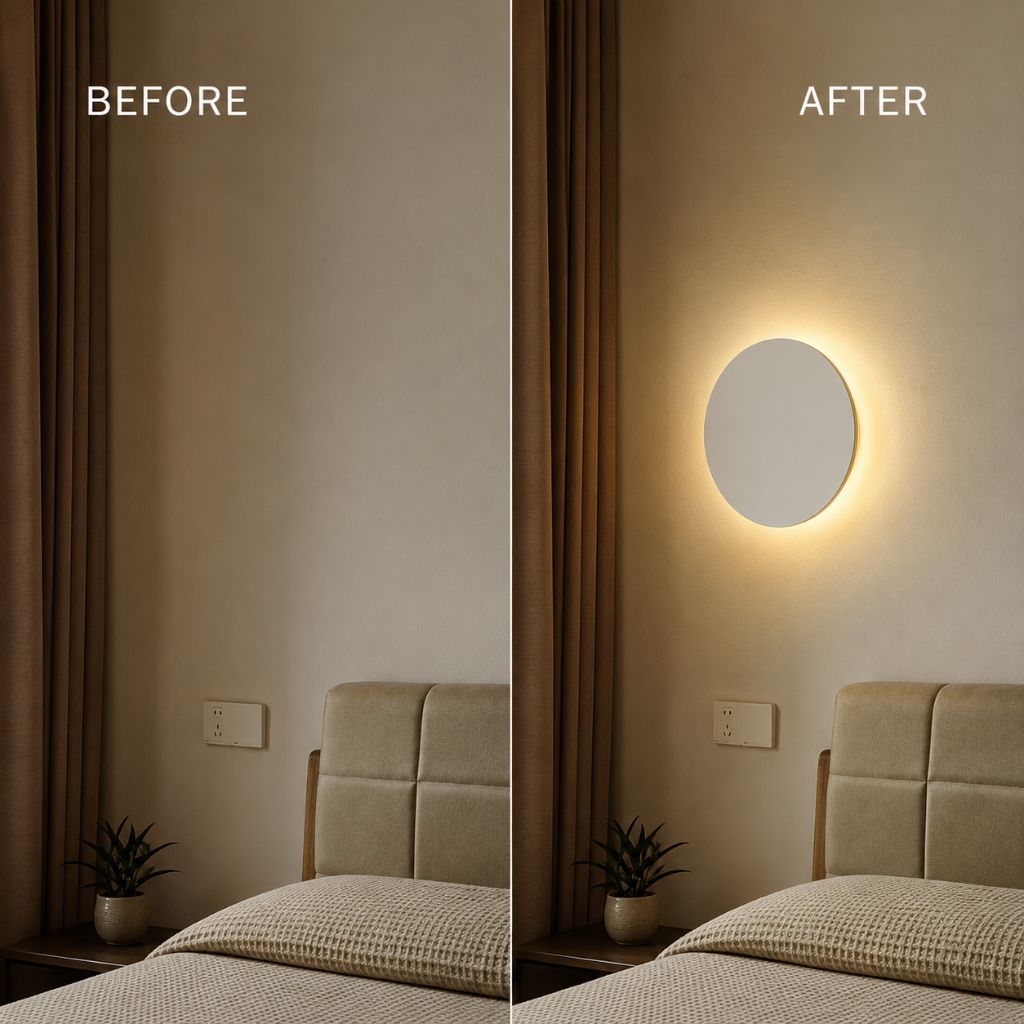 Round Backlit Sconce LED Wall Light for Interiors
