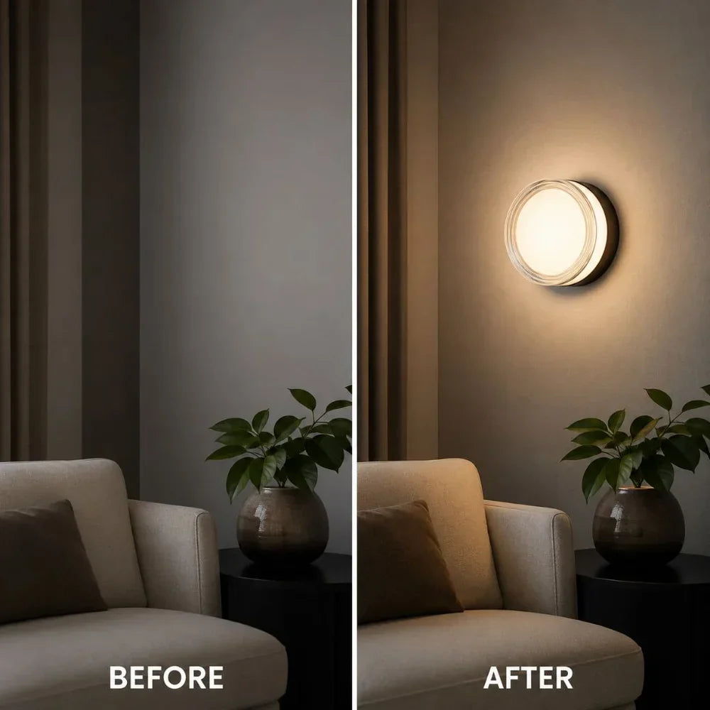 Round LED Wall Sconce IP65 CCT Switch Indoor Outdoor Lamp