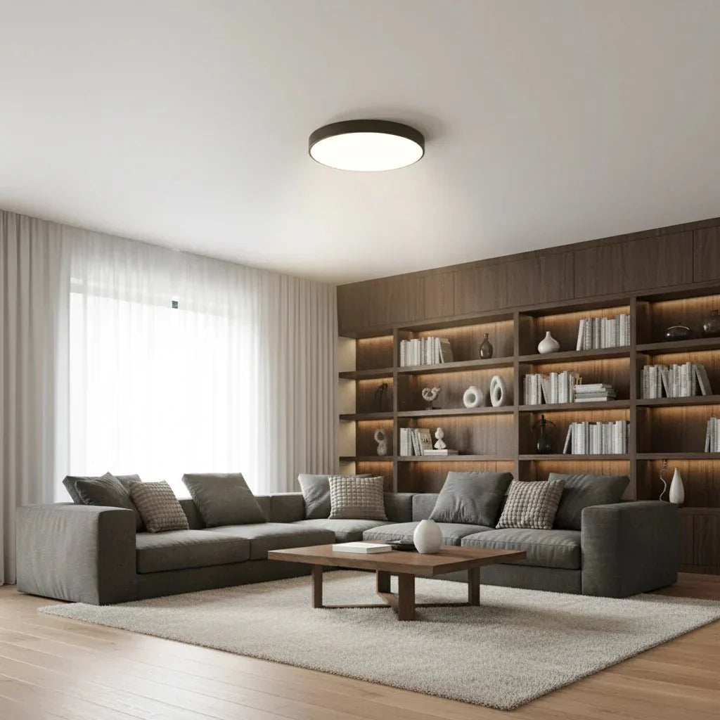 Round Slim Semi Flush Ceiling Light Fixture For Living Room