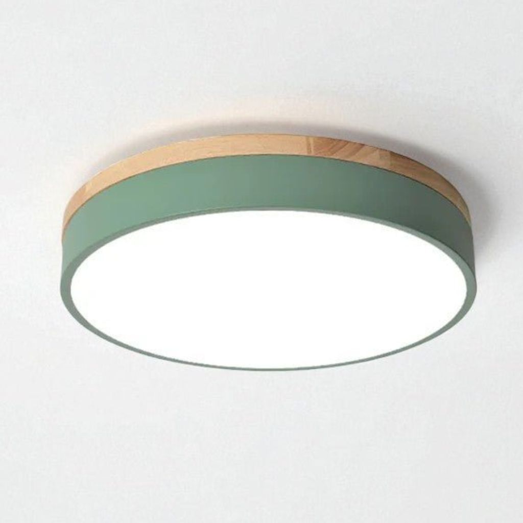 Round Wood Flush Mount Ceiling Light with LED