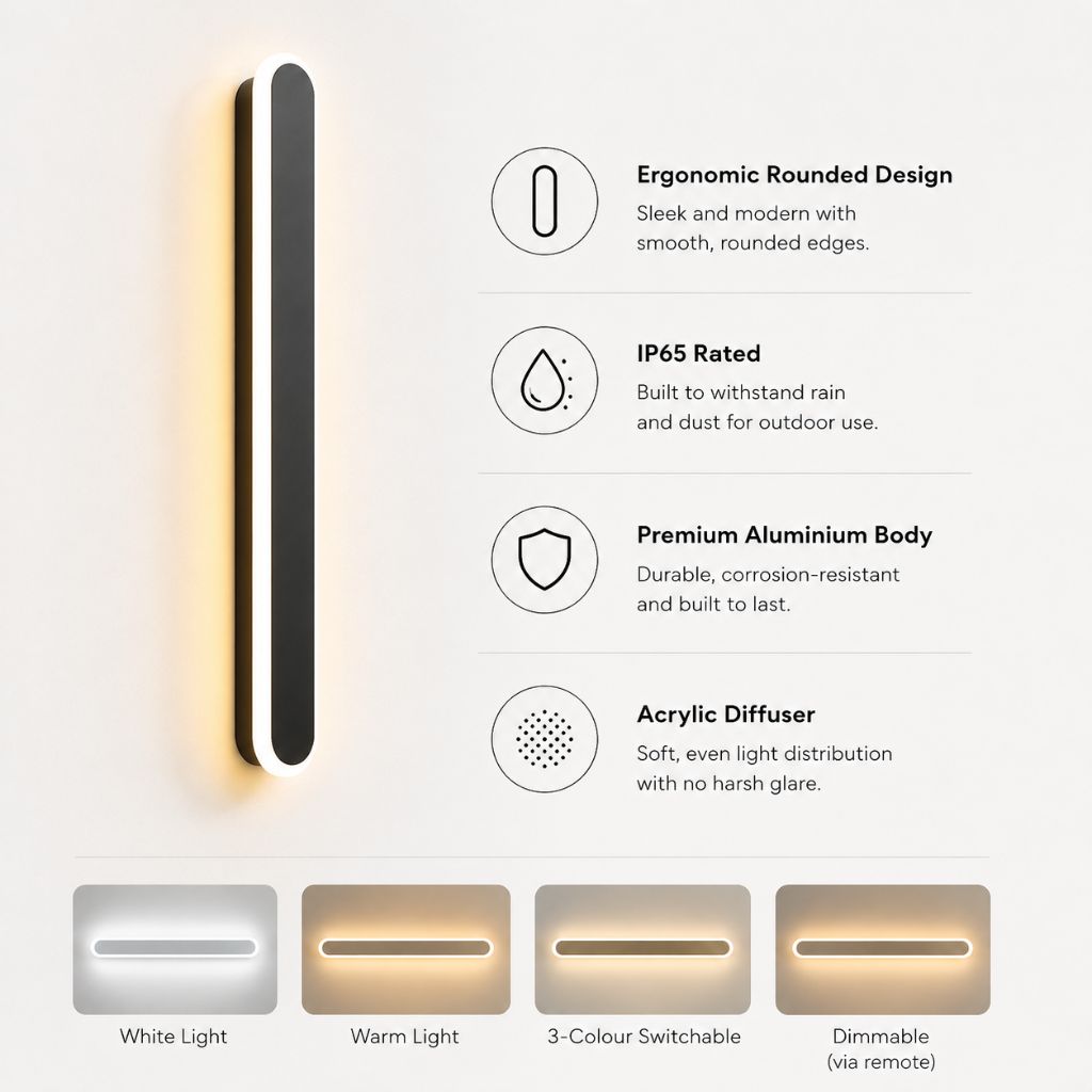 Rounded Edge Aluminium Outdoor Wall Light