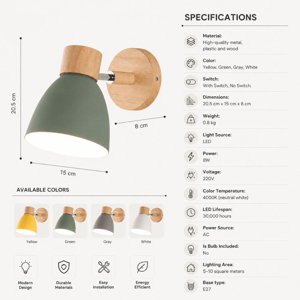 Scandinavian Wooden Wall Light Sconce