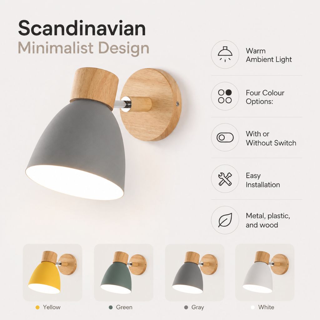 Scandinavian Wooden Wall Light Sconce