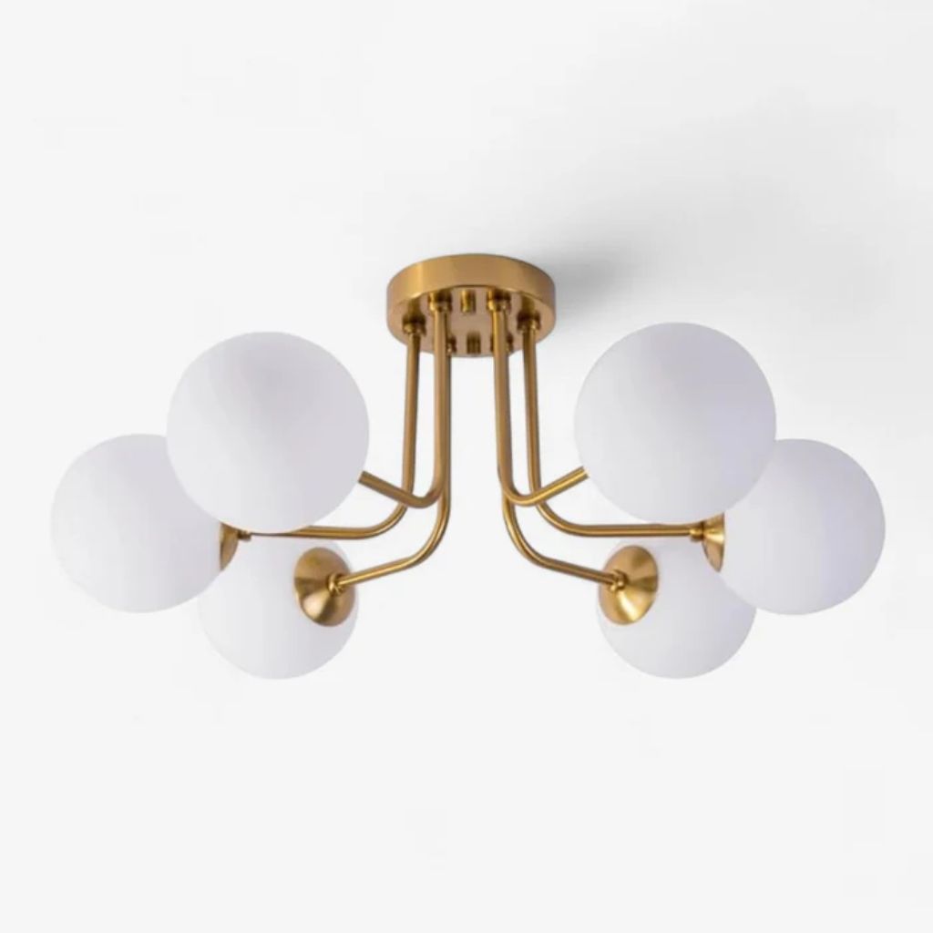 Semi Flush Mount Chandelier with Frosted Glass Globes