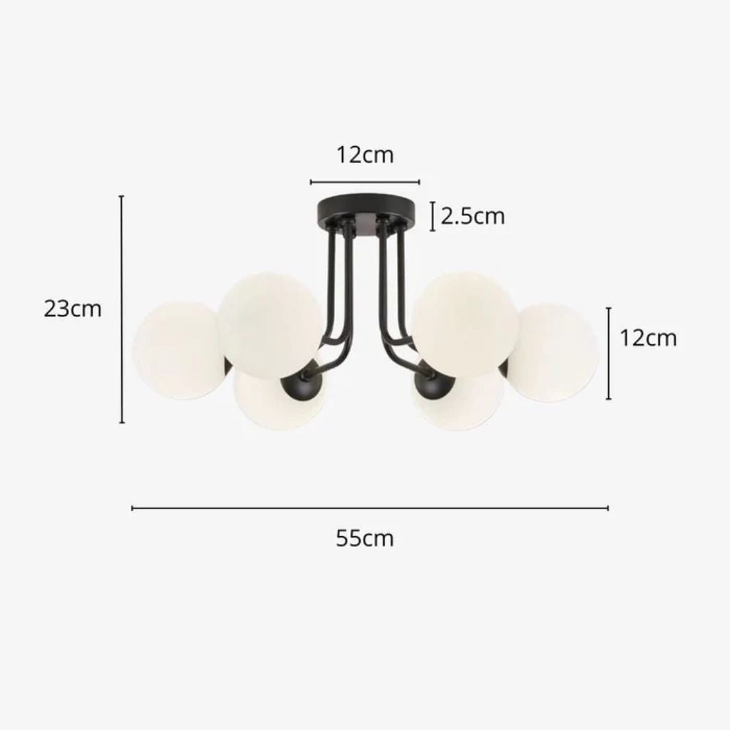 Semi Flush Mount Chandelier with Frosted Glass Globes
