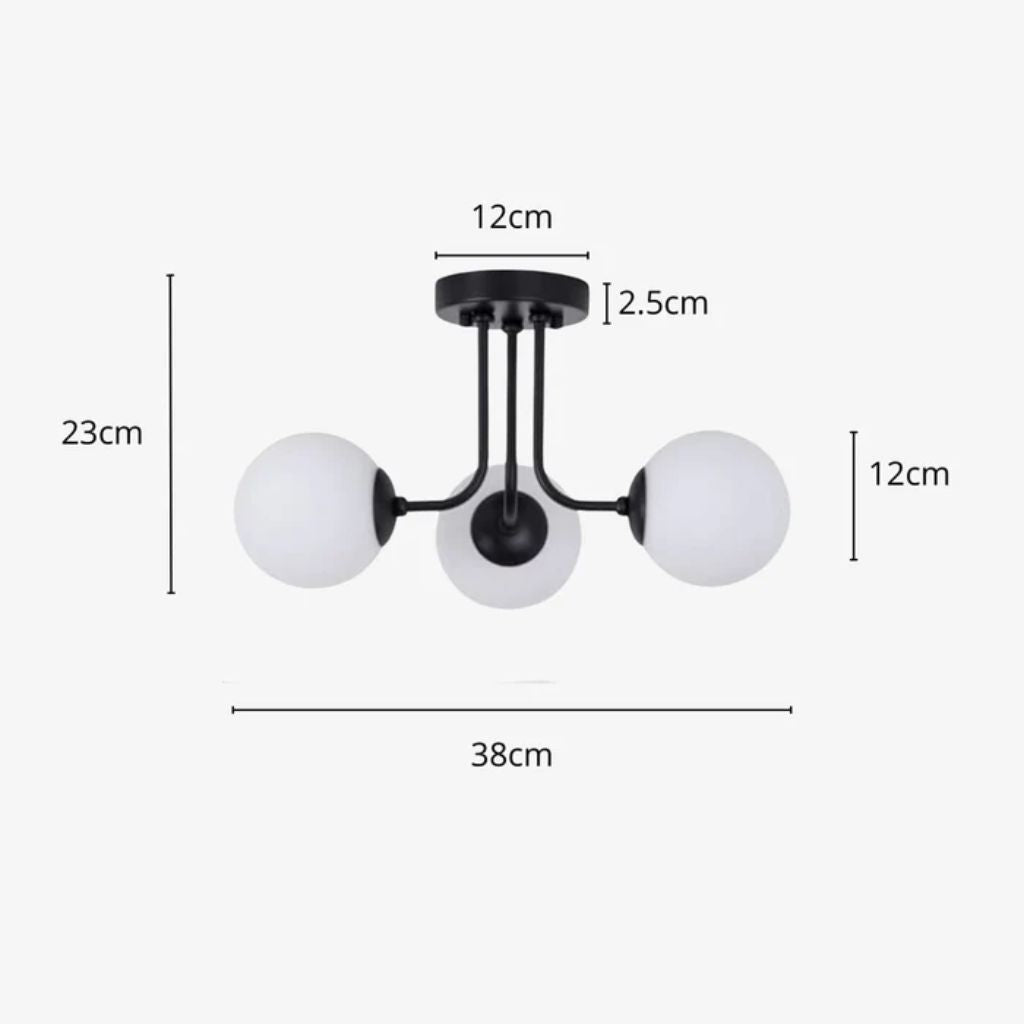 Semi Flush Mount Chandelier with Frosted Glass Globes