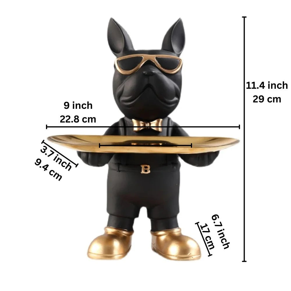 Service Bulldog Sculpture with Tray