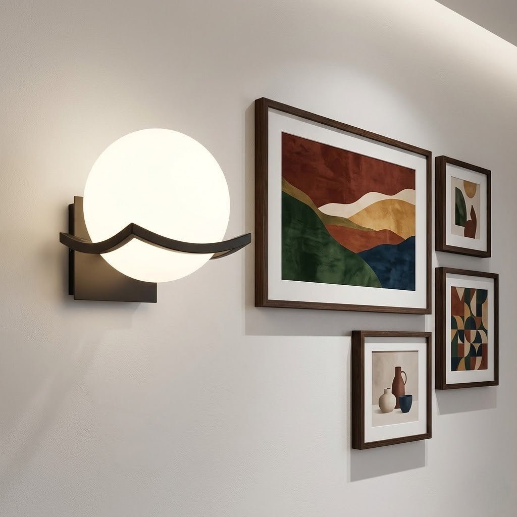 Sirius Glass Globe Wall Sconce with Black Finish