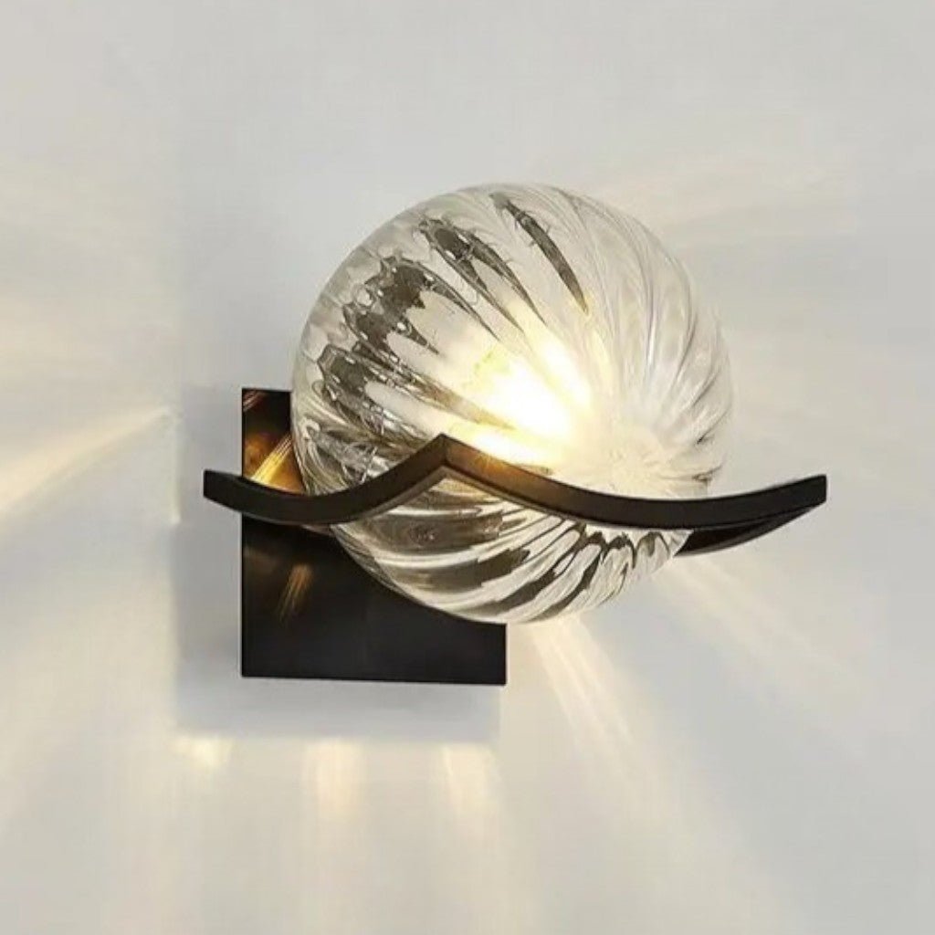 Sirius Glass Globe Wall Sconce with Black Finish
