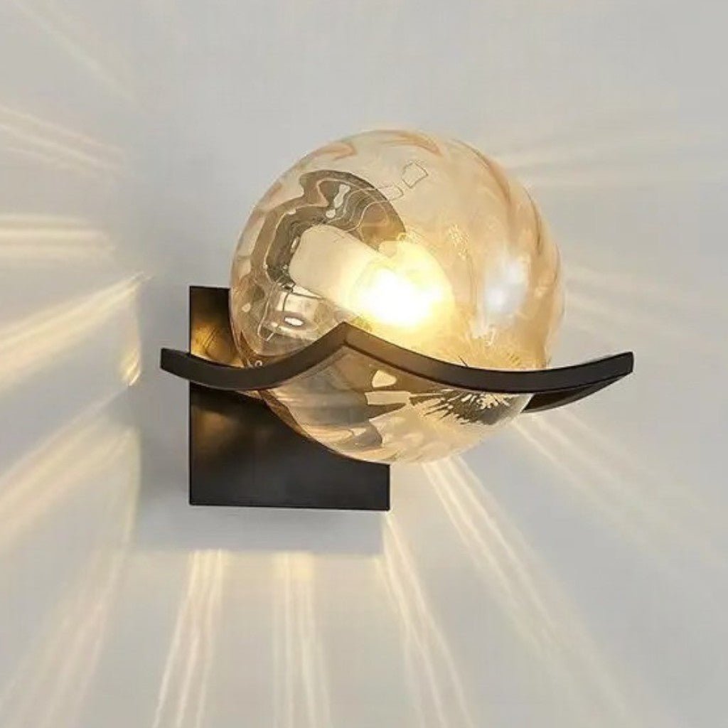 Sirius Glass Globe Wall Sconce with Black Finish