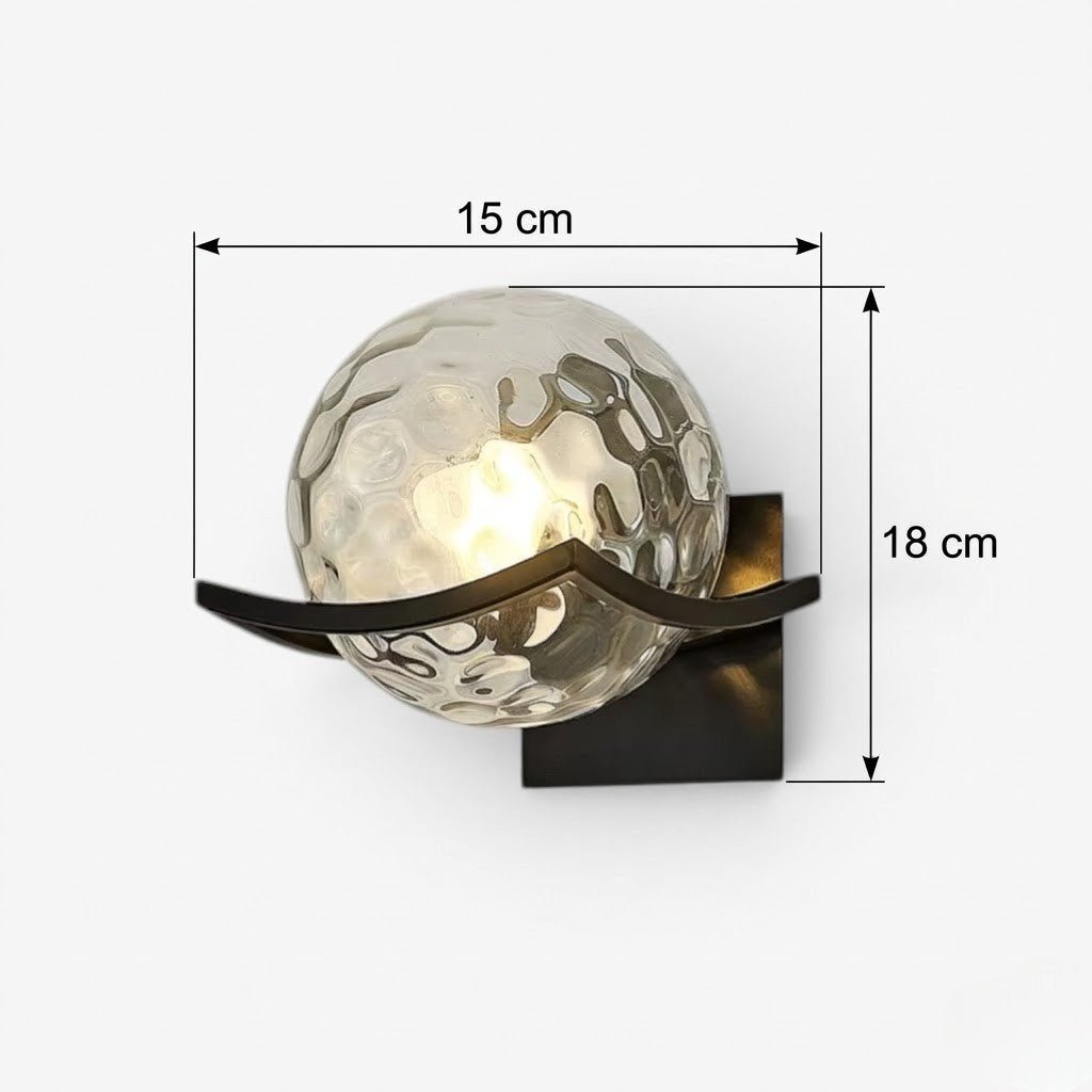 Sirius Glass Globe Wall Sconce with Black Finish
