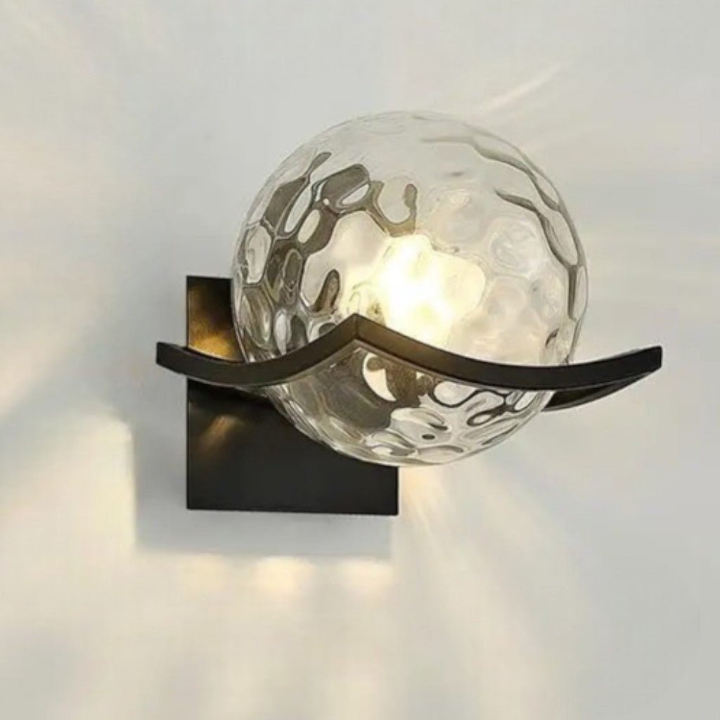 Sirius Glass Globe Wall Sconce with Black Finish