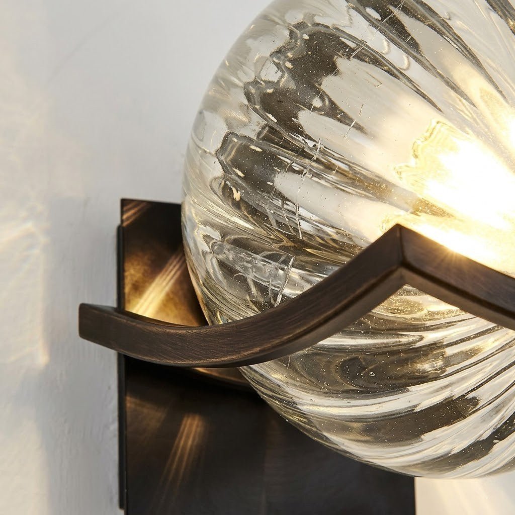 Sirius Glass Globe Wall Sconce with Black Finish