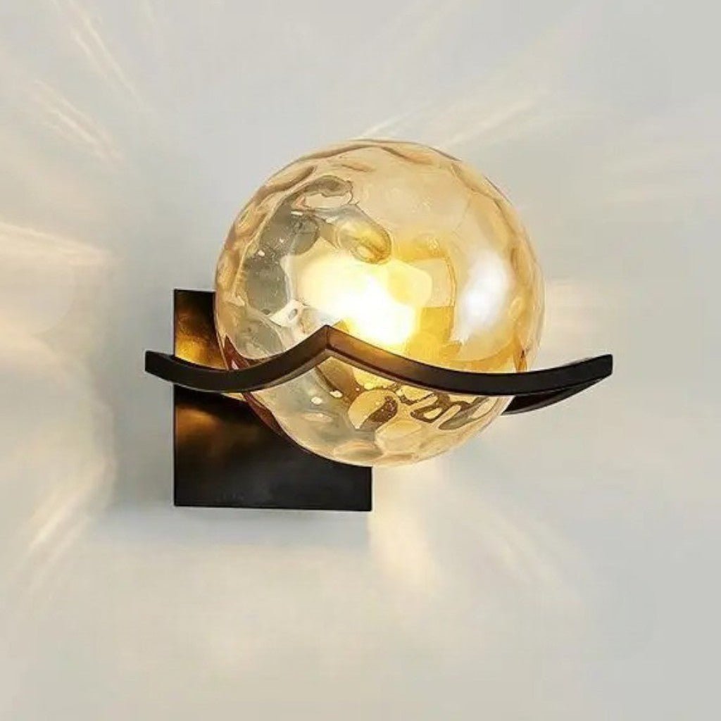Sirius Glass Globe Wall Sconce with Black Finish