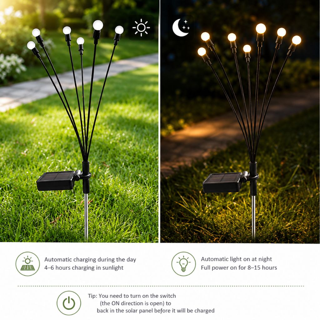 Solar Firefly Garden Light IP65 Waterproof Stake Lamp Outdoor Light