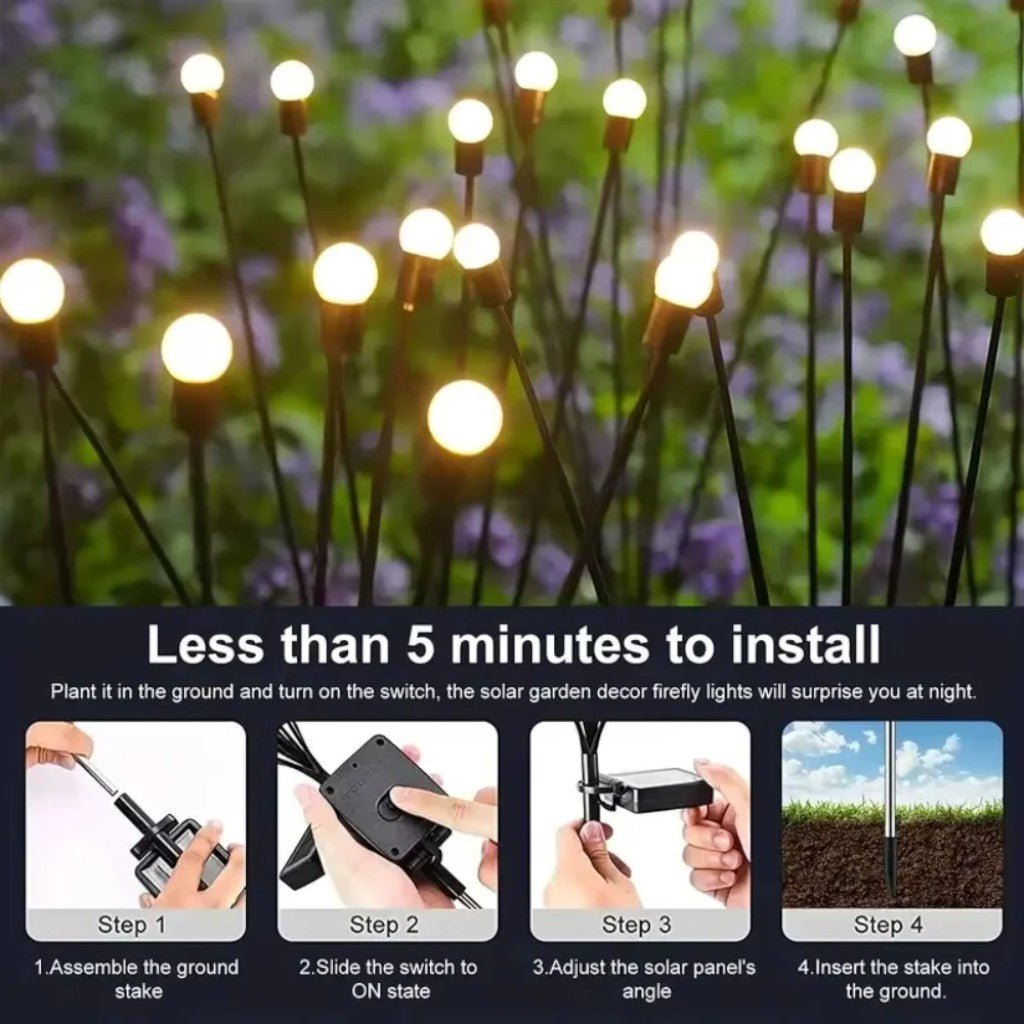 Solar Firefly Garden Light IP65 Waterproof Stake Lamp Outdoor Light