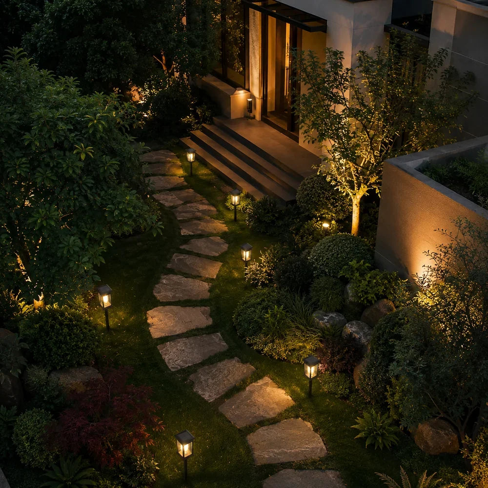 Solar Garden Pathway Post Light Weather-Resistant Set