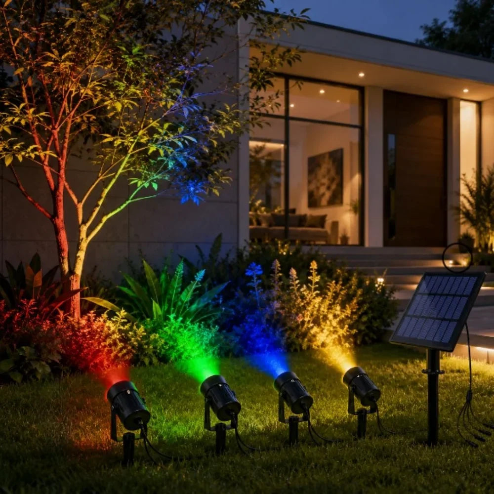 Solar Garden Spotlights - 4-Pack IP65 Waterproof LED Light