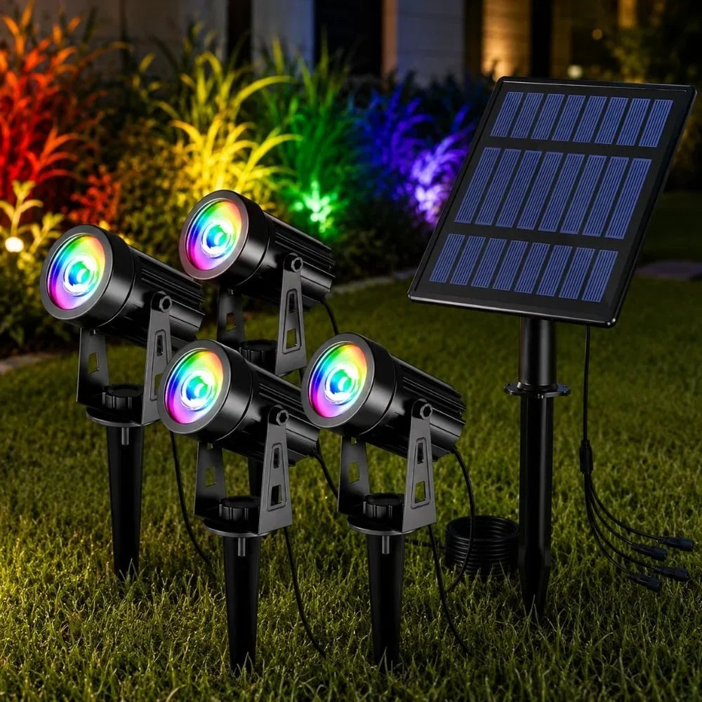 Solar Garden Spotlights - 4-Pack IP65 Waterproof LED Light