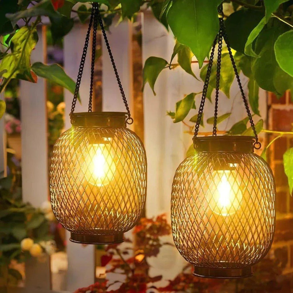 Solar Hanging Lantern Outdoor IP65 Waterproof Auto Sensor